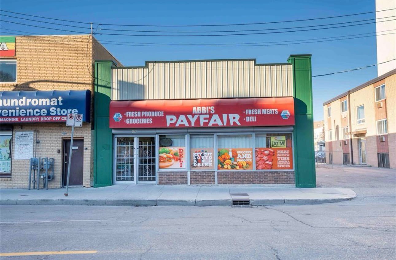 The Abbi's Payfair storefront on Sargent Ave, Winnipeg